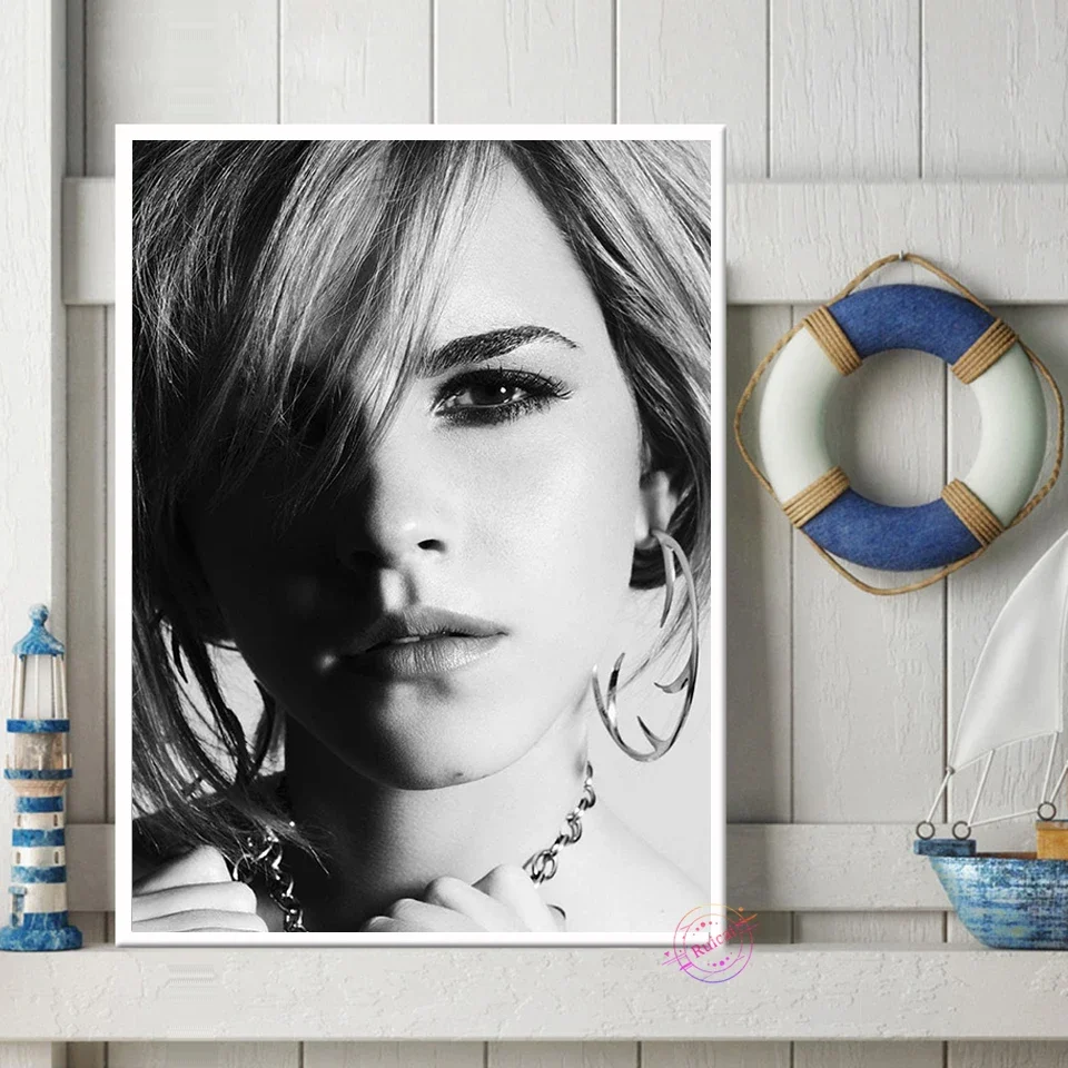 إيما واتسون المشارك الممثلة أبيض وأسود صورة HD قماش جدار الفن اللوحة يطبع غرفة المنزل الحديثة بار ديكور