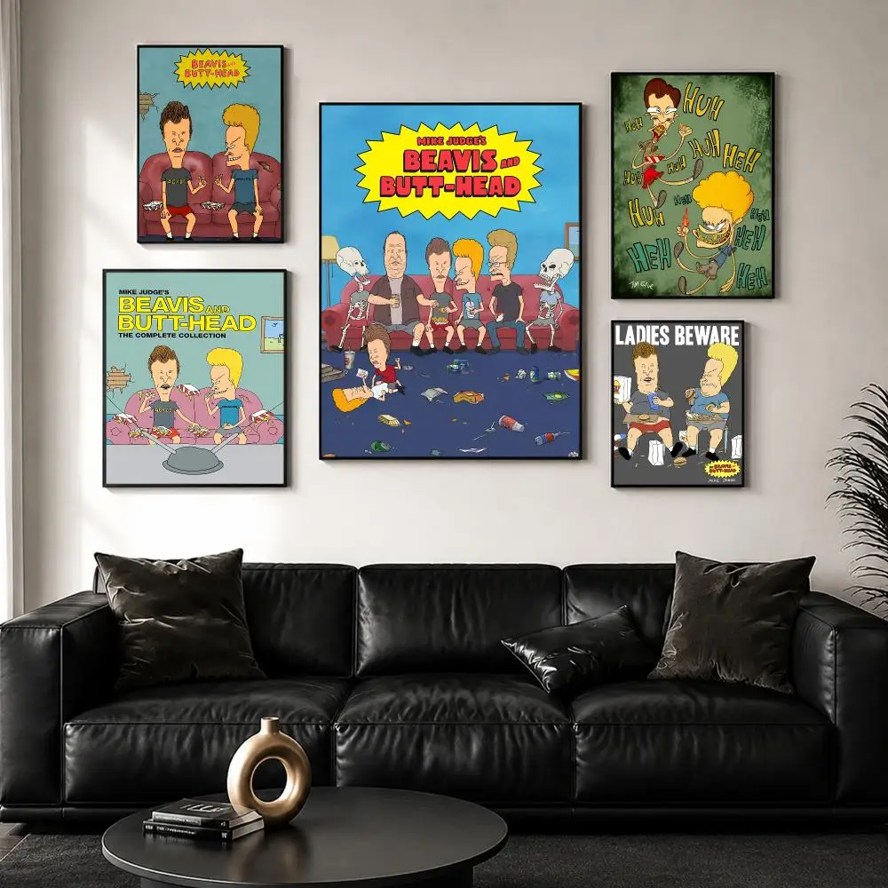 Anime Beavis And Butthead Tv Poster Perfect Sticker Self Adhesive for Office Home Theater Wall Art Decor Fancy Gift