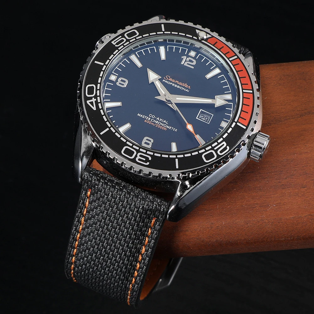 Quick Release Leather Sailcloth Watch Strap 20mm 22mm Sailcloth Texture Rubber Watch Band For Omega