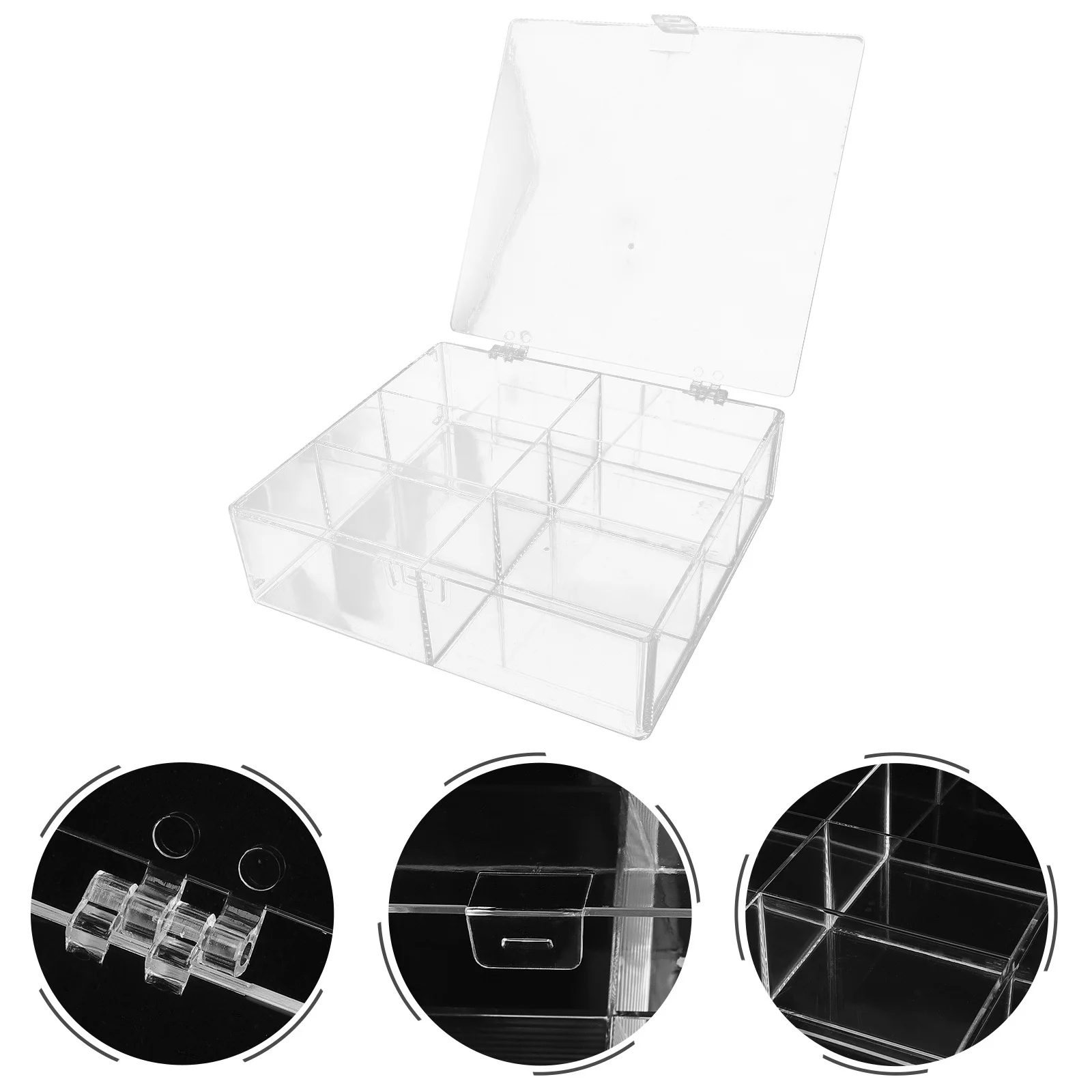 

Cotton Pad Storage Box Acrylic Multi Compartments Clear Lid Makeup Organizer Desktop Holder Lipstick Container Case
