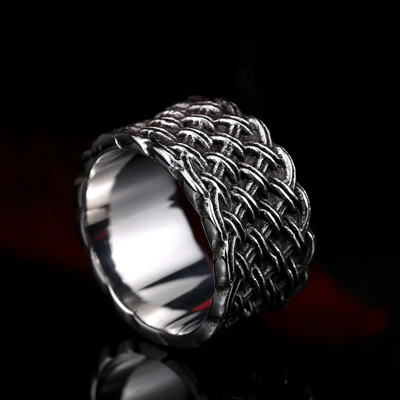 INEFFA Nordic Viking Celtic Knot Stainless Steel Ring Vintage StyleTitanium Steel Rings for Men Jewelry Size 7/8/9/10/11/12/13