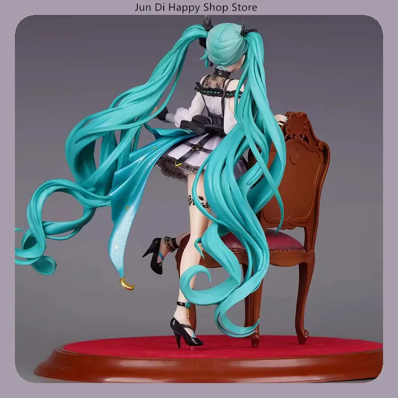 23.5cm Miku Chair Stage PC Case Anime Girl Figure Model Statue Desktop Decoration Ornament Toy Gift for Fans