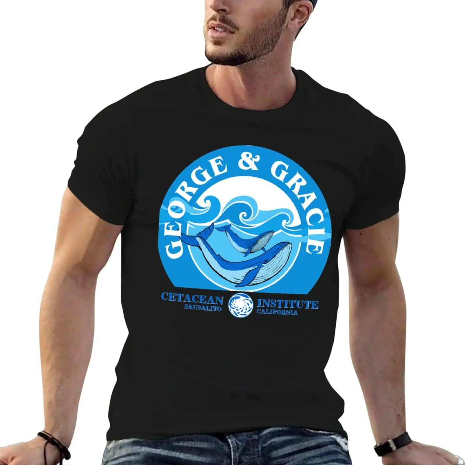 Футболка George And Gracie (Cetacean Institute) мужская хлопковая футболка с аниме-принтом, футболка оверсайз, мужская однотонная футболка
