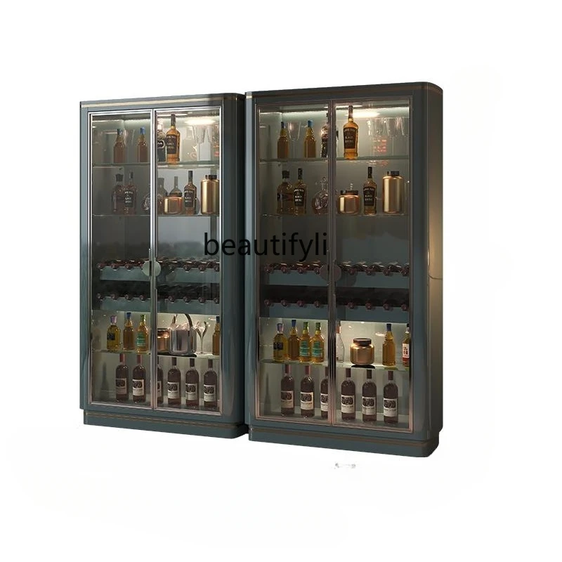 

High-End Glass Door Wine Cabinet Combination Light Luxury Living Room Wine Display Villa Home High-Grade Sideboard Cabinet