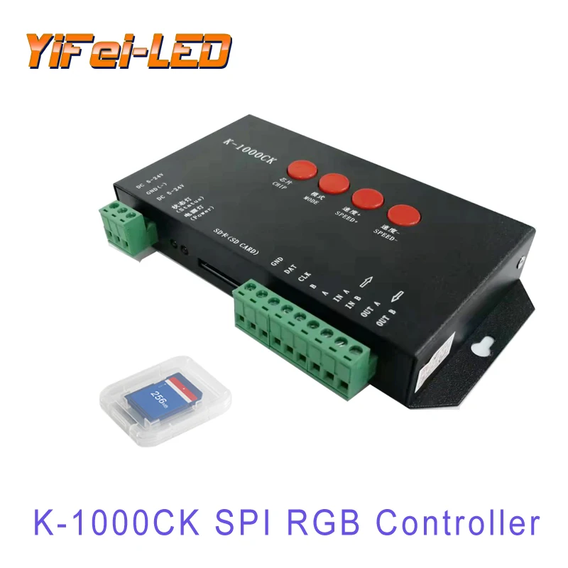 

DC5V-24V K-1000C controller (T-1000S Updated)WS2812B,WS2811,APA102,SK6812,2801 LED 2048 Pixels Program Controller Free shipping