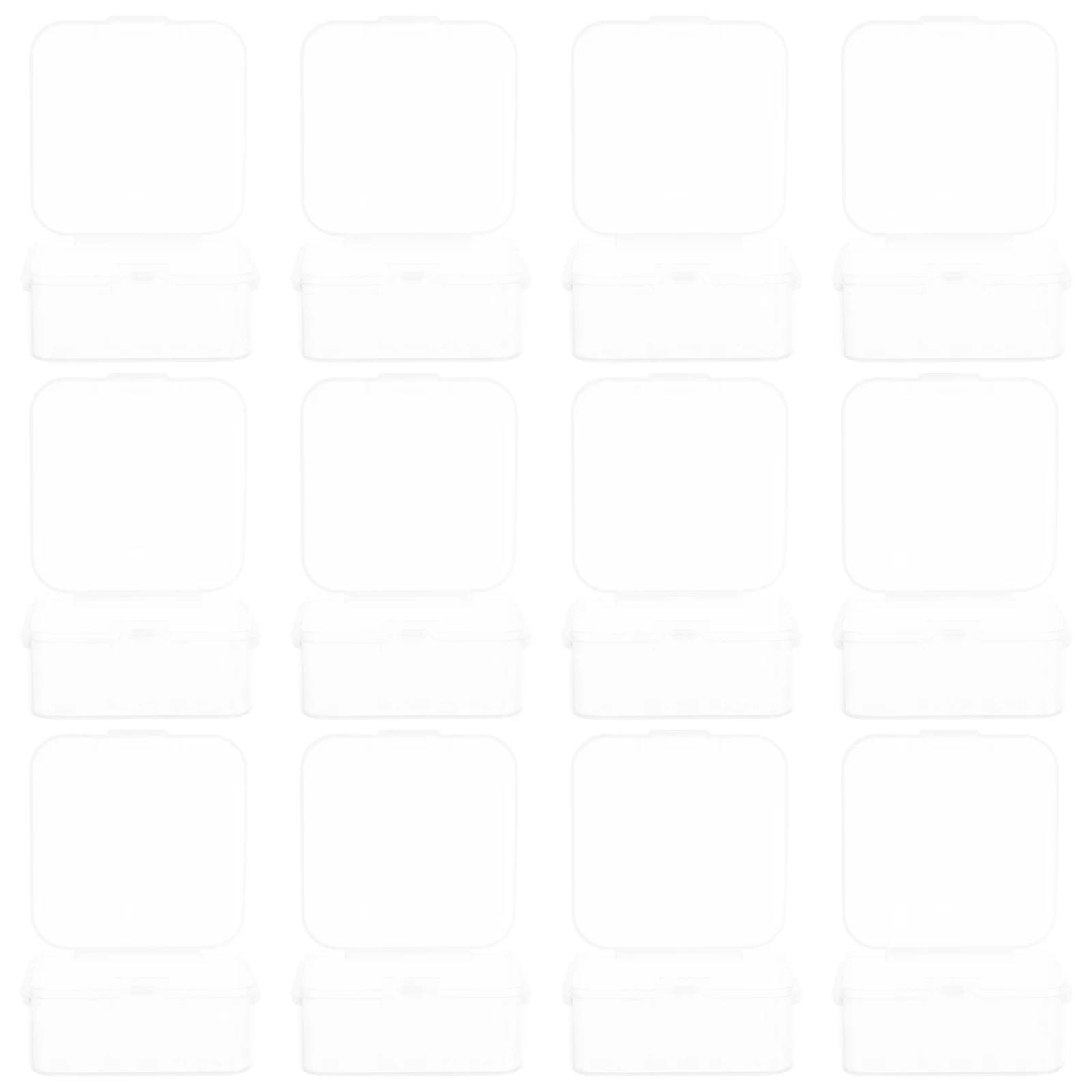 20Pcs Mini Plastic Storage Boxes Square Organizer Containers Portable Hinged Lid Small Jewelry Beads Craft Storage Collecting