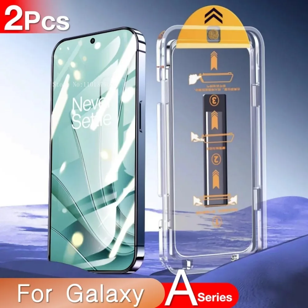 2Pcs For Samsung Galaxy A71 A55 A54 A53 A52 A51 A50 A40s A34 A33 A32 A31 A35 A25 4G 5G Screen Protector Toughened Glass Easy Kit