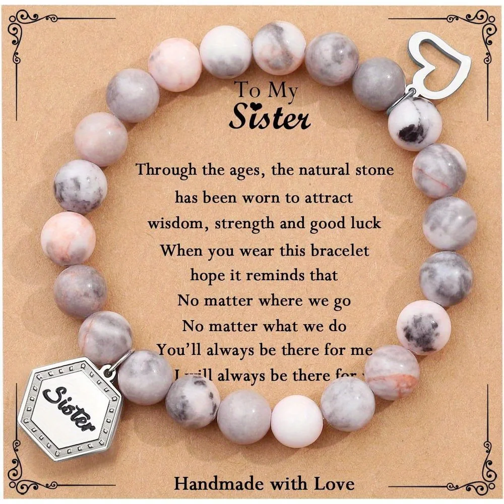 1pc Fashion and Delicate Faux Stone Beads Bracelet with Card Versatile and Easy-to-wear, Combine Well with Any Outfit