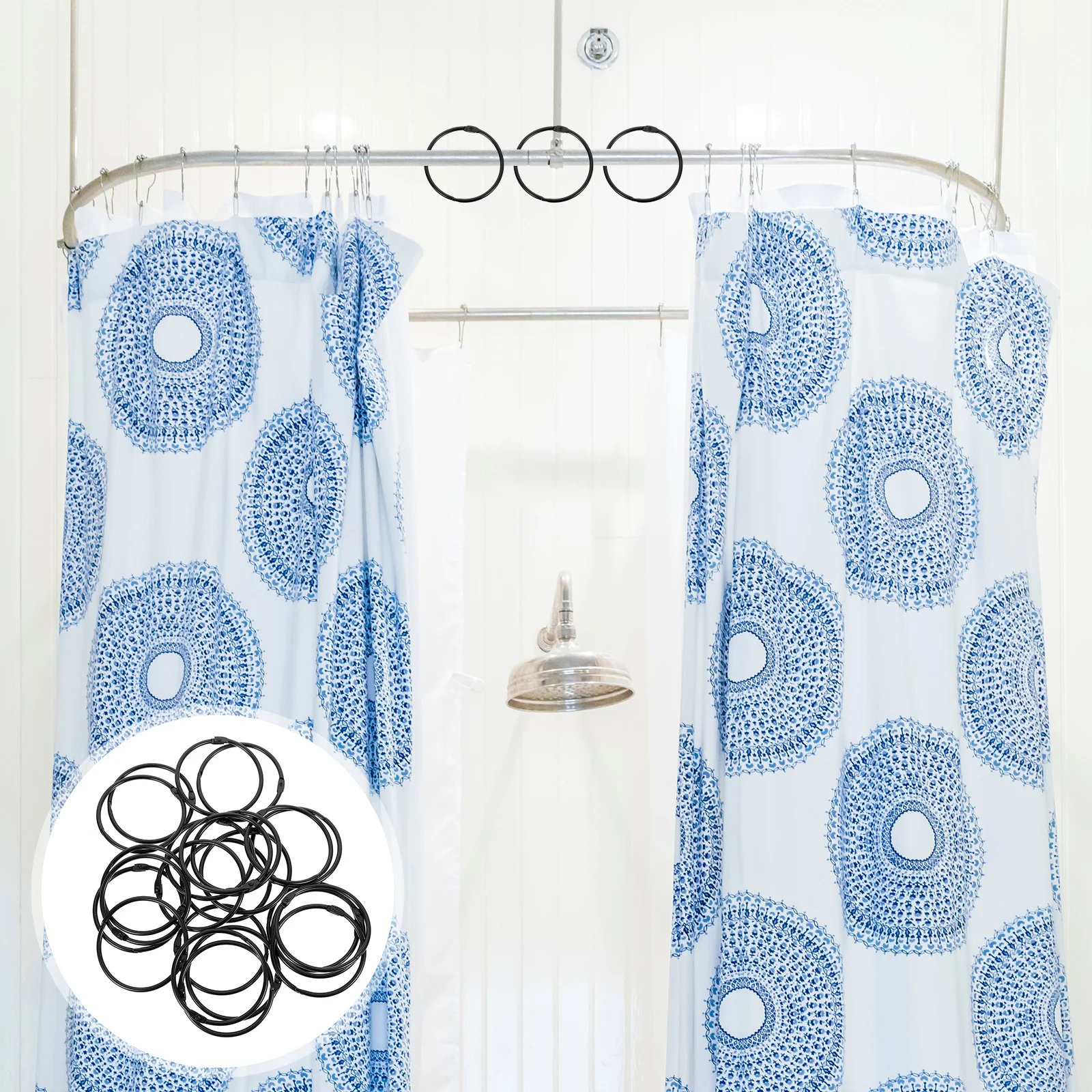 

24Pcs Curtain Buckle Rings High-Grade Iron Material Easy Installation for Various Curtains Household Curtain Rings