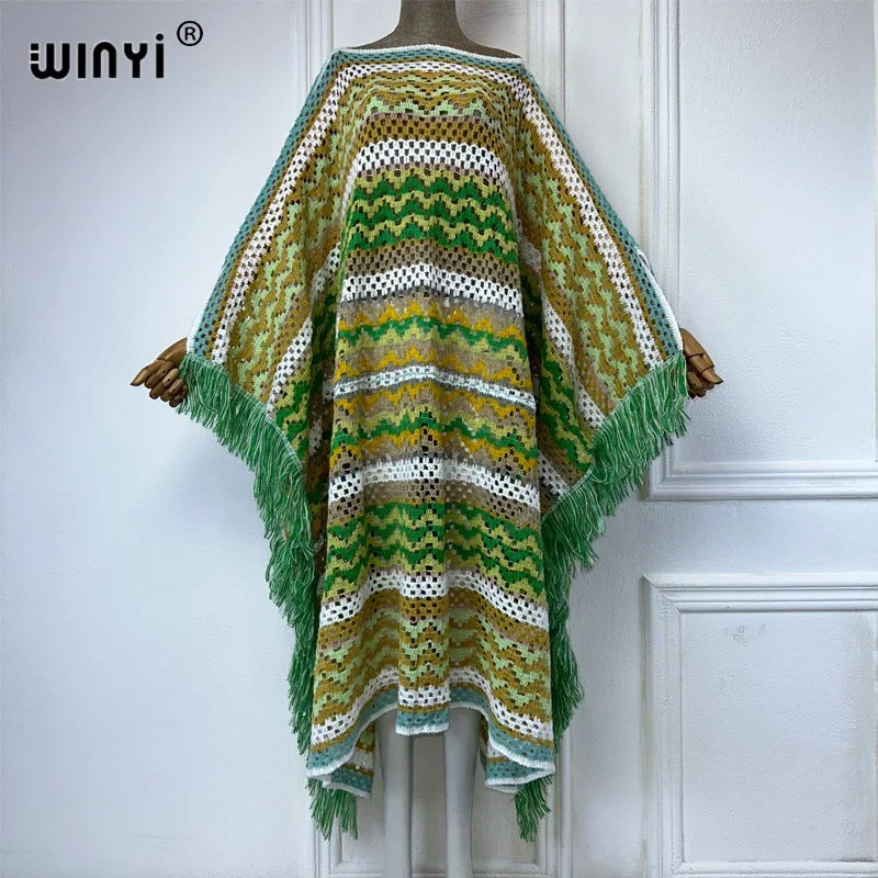 WINYI Pusta dzianinowa bluza w zimowej sukience Komfort Ciepła moda Kaftan Elegancka damska odzież zimowa dla kobiet poncho imprezowe