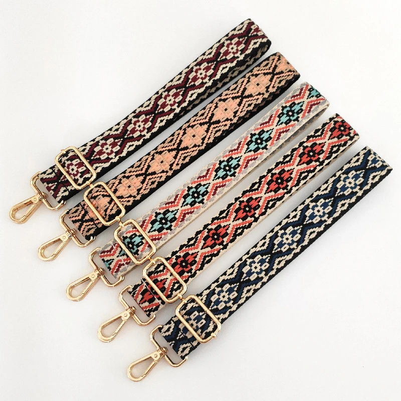 3.8cm Wide Jacquard Bag Belt Shoulder Bag Straps For WomanClassic High Quality Bag Accessories  Colorful Adjustable Bag Strap