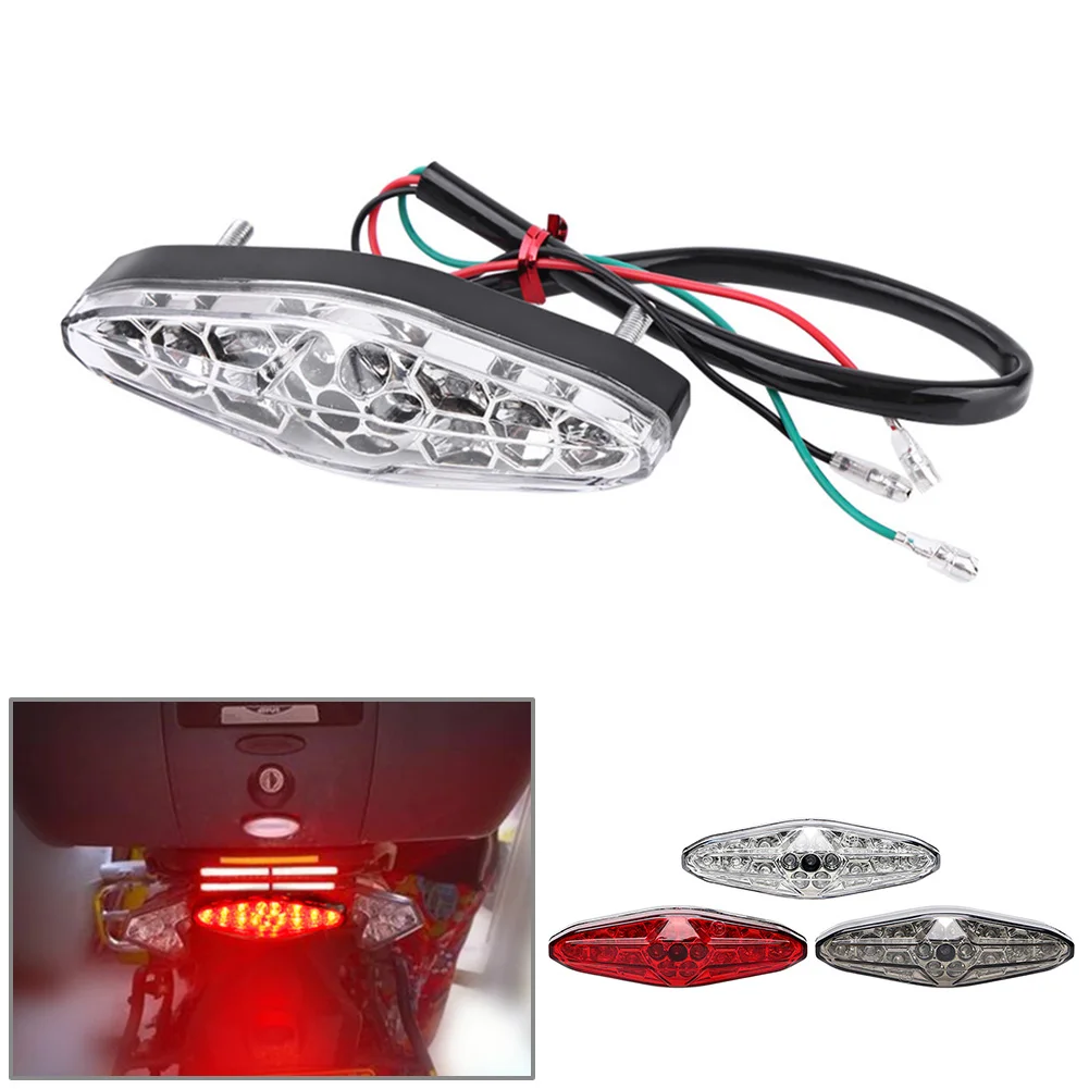 Univesal ATV LED Rear Tail Light Retro Brake Light For Honda Yamaha For Harley Davidson Red/Clear/Smoke