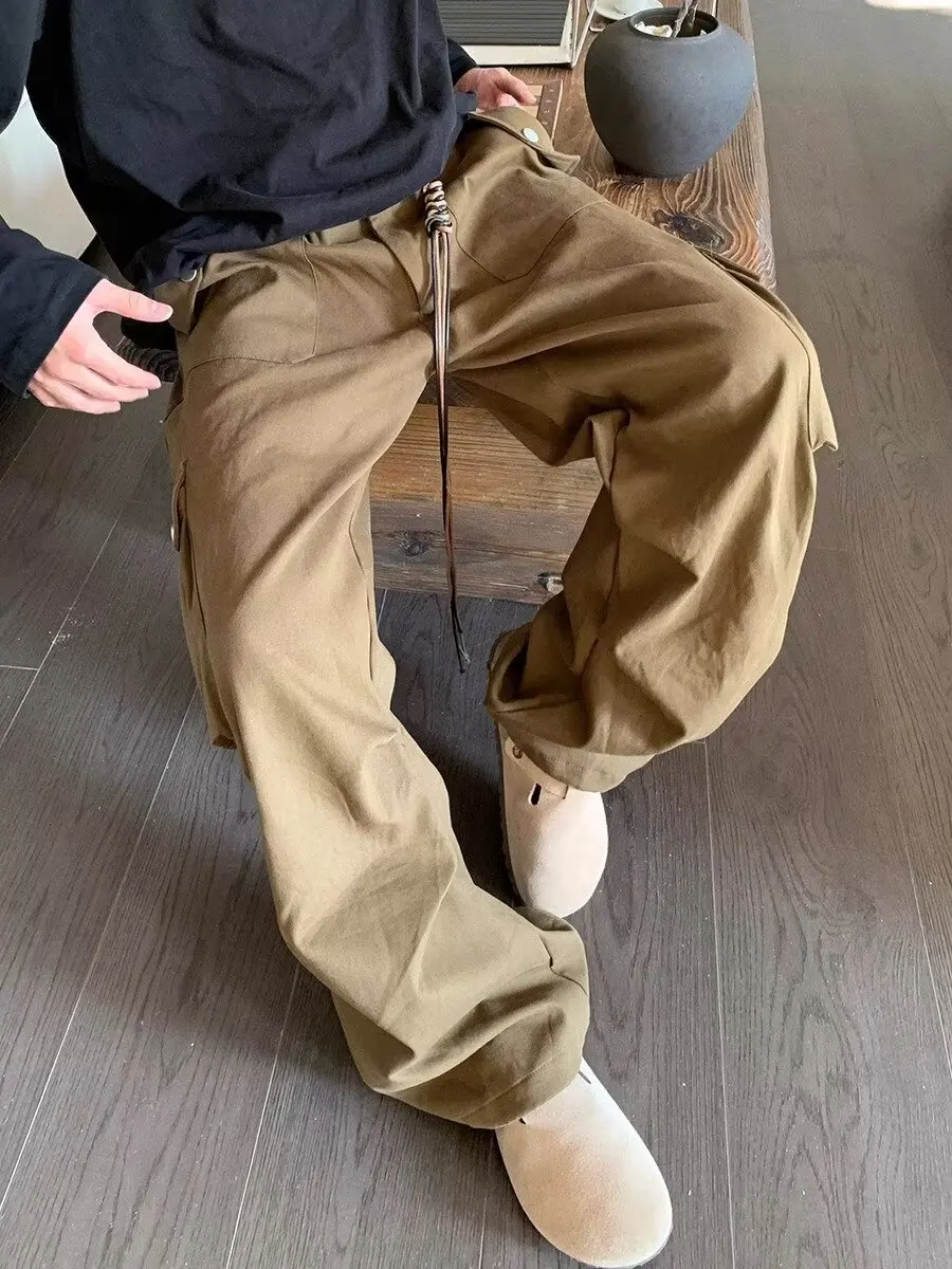 HOUZHOU Wide Cargo Pants Men Baggy Oversize Cargo Trousers Male Oversize Loose Casual Streetwear Hip Hop Pocket Spring