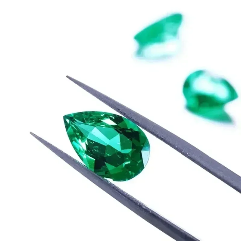 Top Lab Grown Hand-cut Pear Shape Columbian Emerald Gemstone VVS1 For Jewel Rings Earrings Making Selectable AGL Certificate