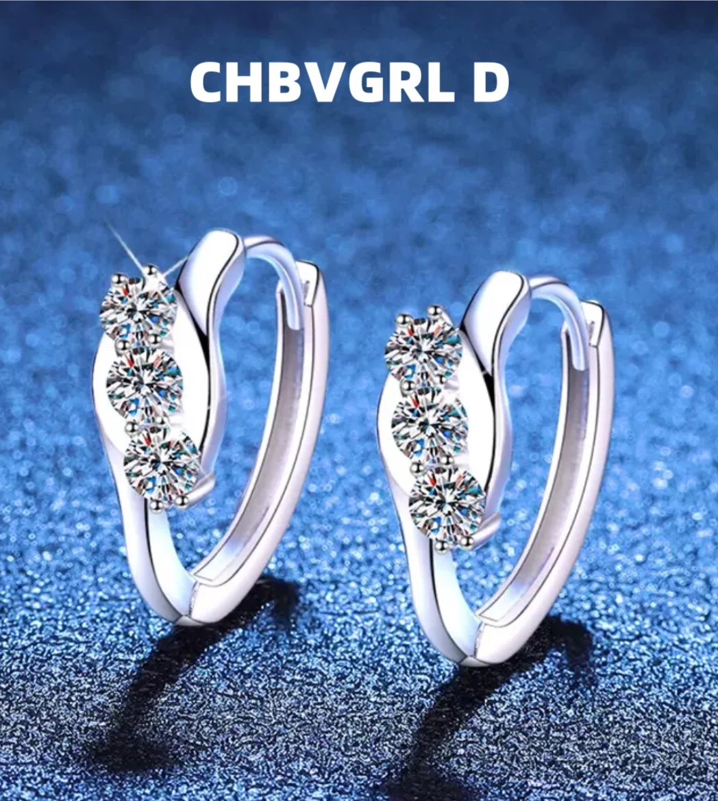 

[Delicate] Moissanite earrings, female internet celebrity, unique geometric shape earrings, fashionable silver earrings