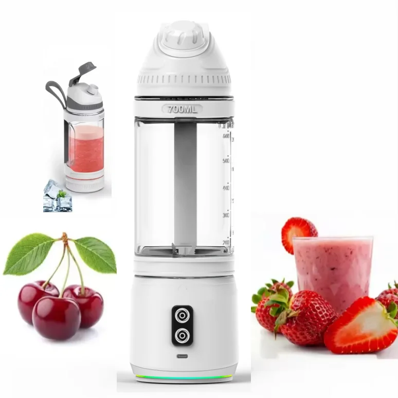 Factory Customize LOGO Portable Fruit Juicer USB Rechargeable Personal 700ml Portable Smoothie Blender Food Blender with 6 Blade