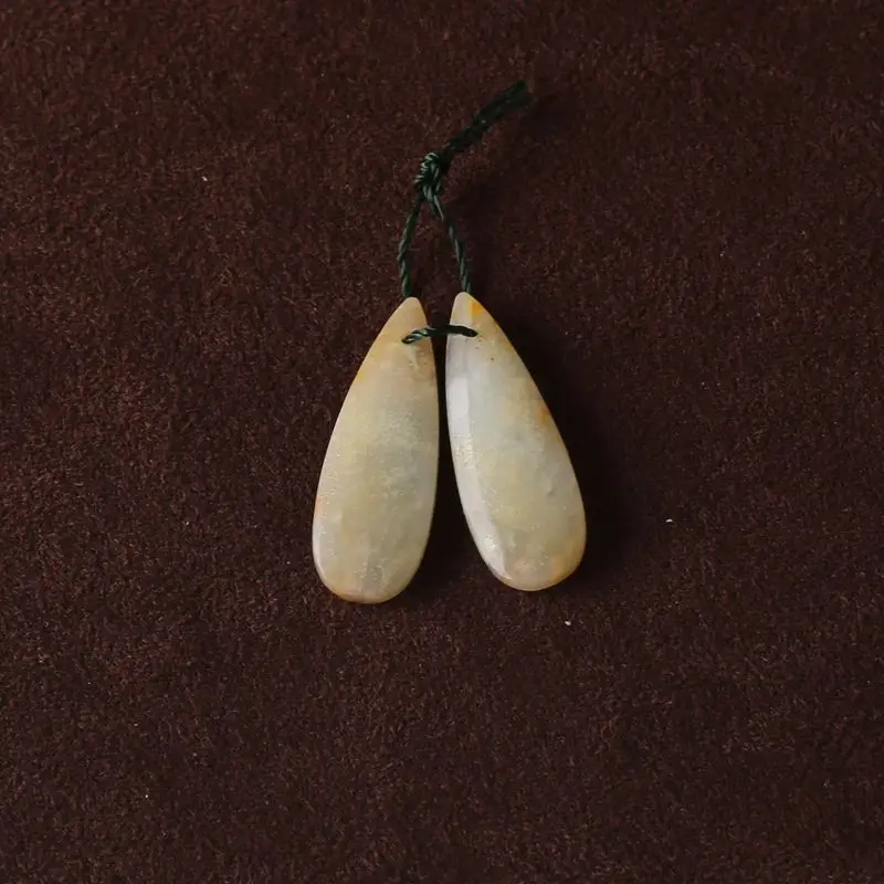 

Natural Amazonite Teardrop Pendants Pair, Creamy Blue-Green Gemstone Charms for Earring & Jewelry Making