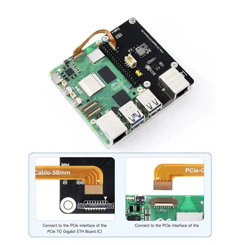 PTST لـ Raspberry Pi 5 Pcie إلى Gigabit ETH لوح مهايئ يدعم Rpi OS خالية من السائق للوحة Pcie إلى Gigabit ETH سهلة التركيب #5