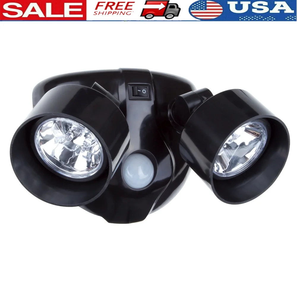 مستشعر حركة مزدوج الرأس LED ضوء أمان لاسلكي خارجي قابل للتعديل زاوية شعاع 360 درجة مقاوم للماء سهل التركيب للسلامة #1