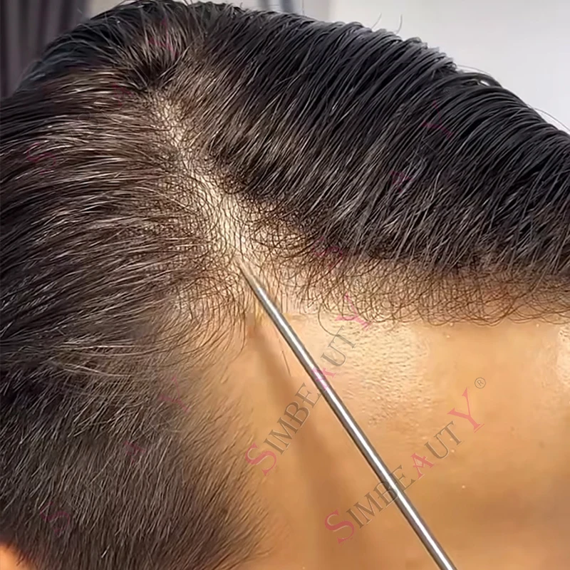 براون شقراء 80% الكثافة الطبيعية 0.02 مللي متر Vloop سوبر رقيقة الجلد الرجال الباروكات غير مرئية شعري رمادي 540 # رجل عجوز شعر مستعار بشري #1