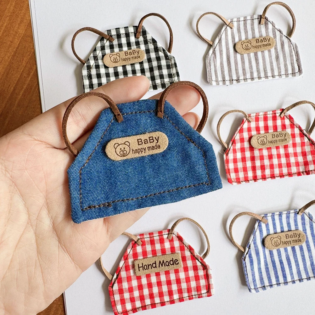 Retro DENIM ผ้ากันเปื้อนเสื้อผ้า DIY MINI Plush ตุ๊กตาชุดอุปกรณ์เสริมสําหรับ 17 ซม.เกาหลี Kpop Exo Labubu Idol ตุ๊กตาเด็กของขวัญ