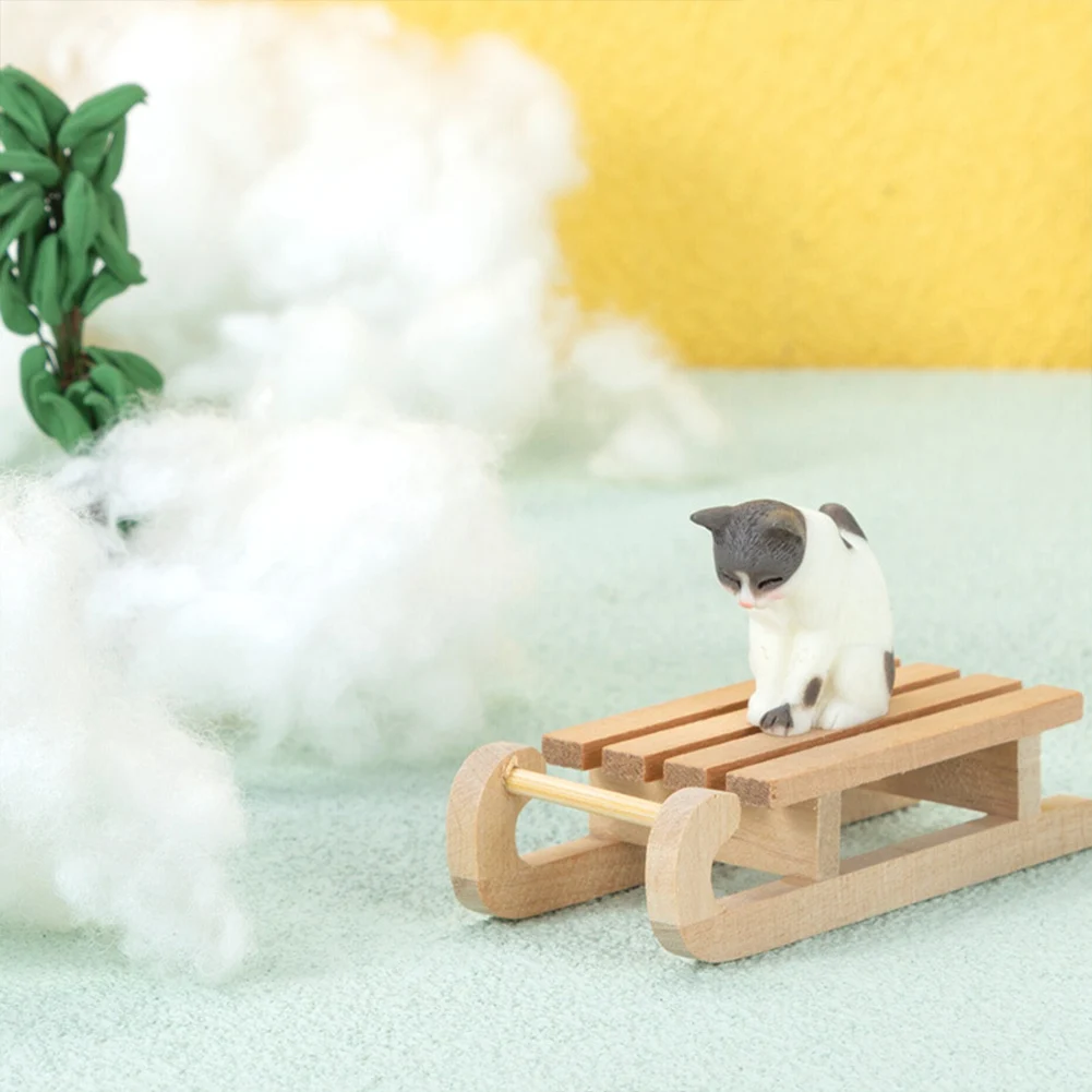 รถเลื่อนหิมะจิ๋วทำมือ 1/12 ของตกแต่งบ้าน งานฝีมือไม้ ของประดับตกแต่งบ้าน รถเลื่อนหิมะไม่มีกลิ่น อุปกรณ์ตกแต่งบ้านตุ๊กตา