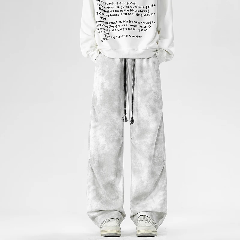 

American Sle Tie Dye Loose Straight Leg Men's Casual Pants Autumn New Faion Haome Straight Tube Long Pants