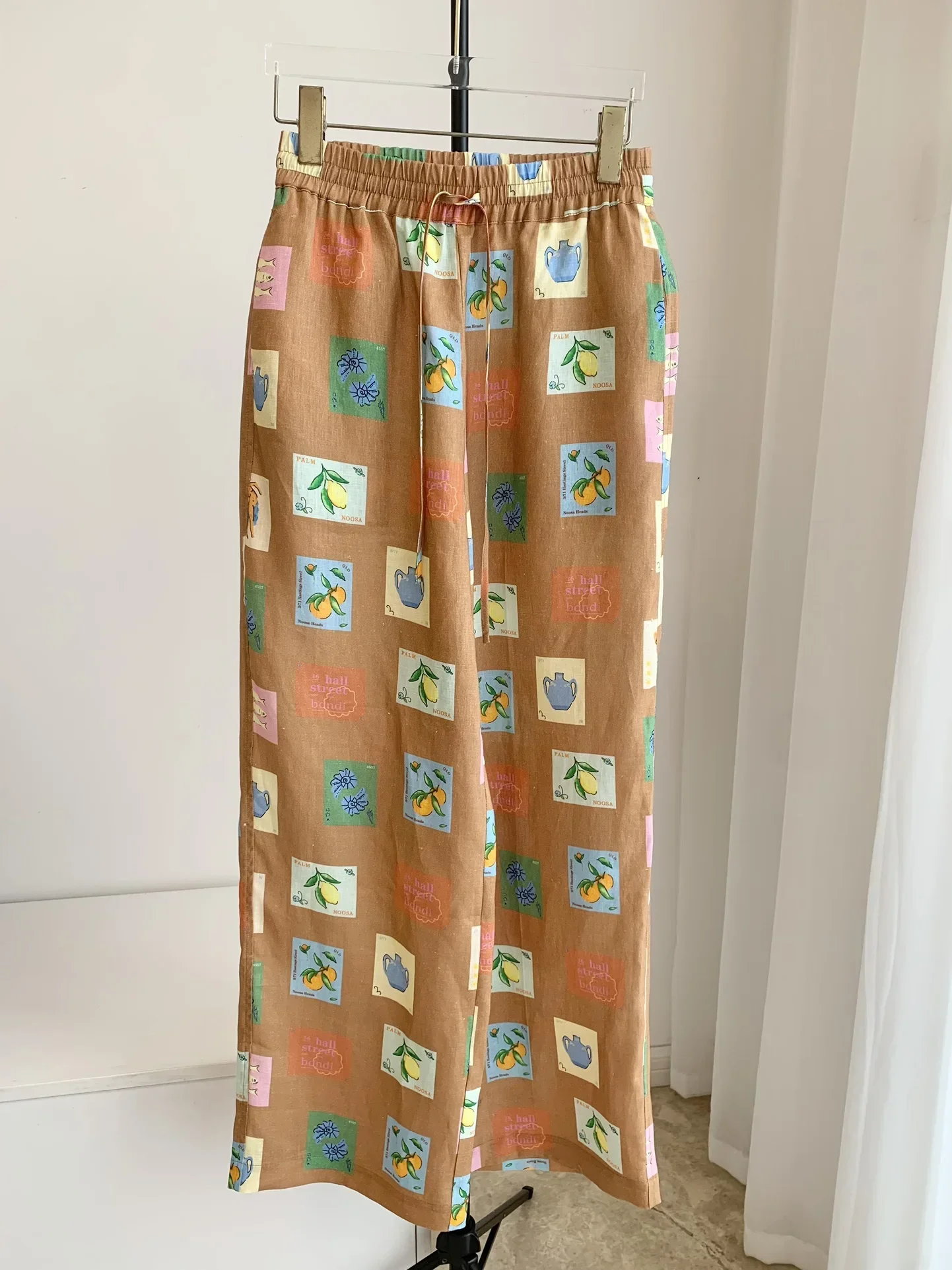 Women Printed Turn-down Collar Short Sleeve Blouse or Elastic Waist Long Pants Streetwear Women Y2k Pants