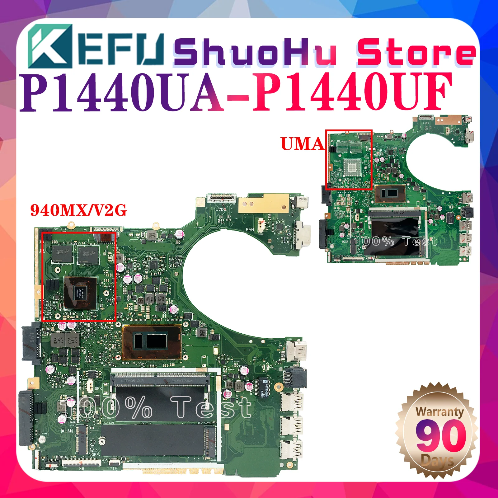 

Материнская плата KEFU P1440UA P1440UF для ноутбука ASUS P1440 P1440U, плата для процессоров i3/i5/i7 8-го поколения, 4 ГБ ОЗУ, 940MX/V2G-UMA, протестирована на 100%.