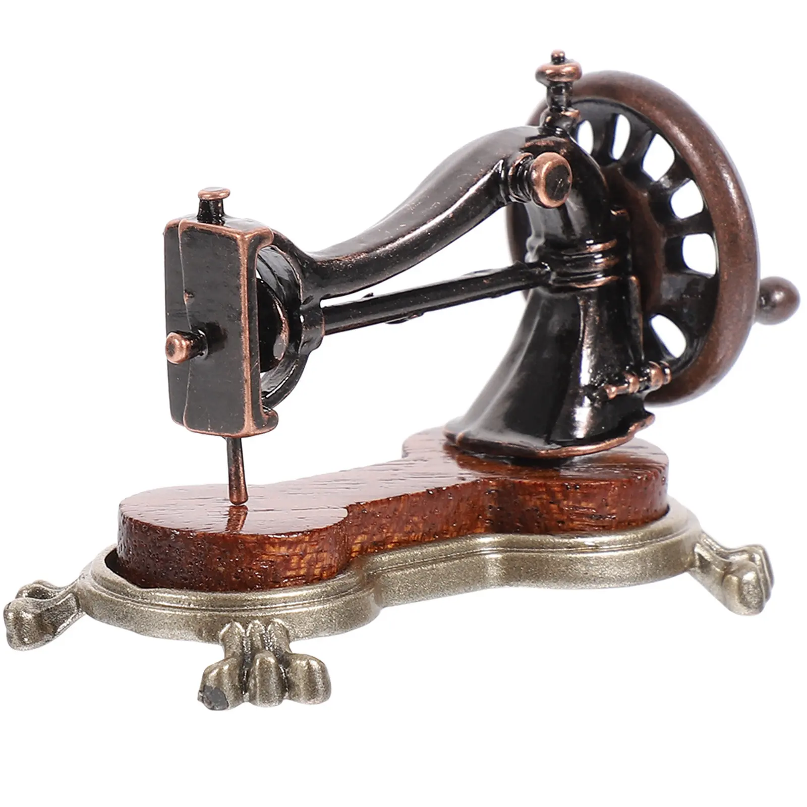 

Mini Sewing Machine Craft High Quality Wood Metal Construction for Small House Decor Retro Mending Tool DIY Gift Micro Landscape