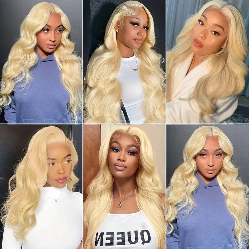 Blonde 613 Echthaarperücken 13x6 Golden Body Wave Perücken 38 Zoll Körperperücken Echthaar 220 Dichte HD Lace Frontal Perücken Für Frauen
