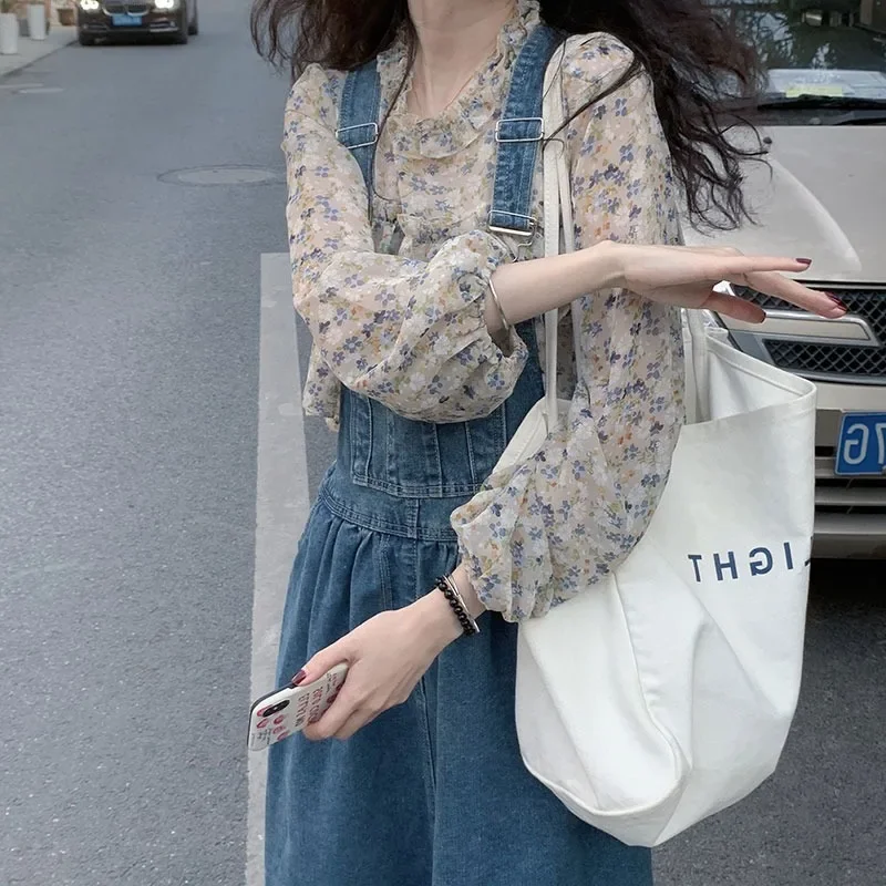 طقم نسائي 2025 فساتين جديدة فضفاضة بأشرطة من قماش الدنيم فستان نسائي + قطع علوية أطقم فساتين عالية الخصر للسيدات