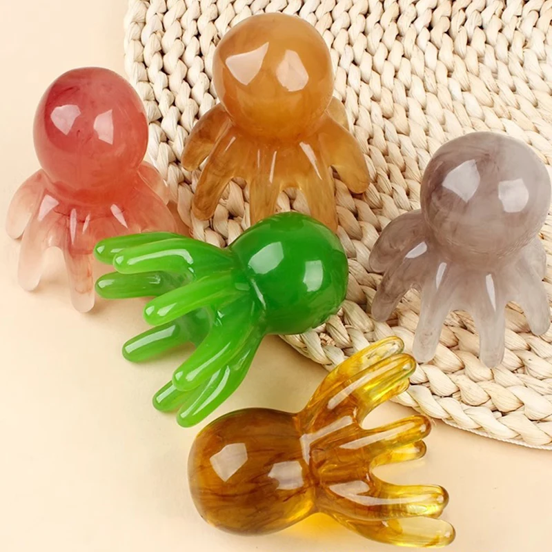 Resin Octopus Comb Head Massager – Gua Sha & Meridian Scalp Massage Tool for Acupressure, Stress Relief & Home SPA Therapy - view 3