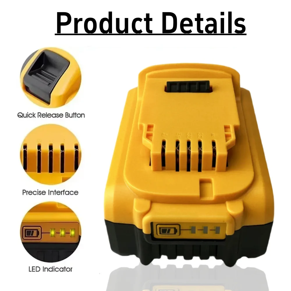 100% Compatible con Dewalt DCB200 batería de herramientas eléctricas recargables 20V 6000mAh reemplazo de batería de iones de litio DCB205 DCB206 DCB209