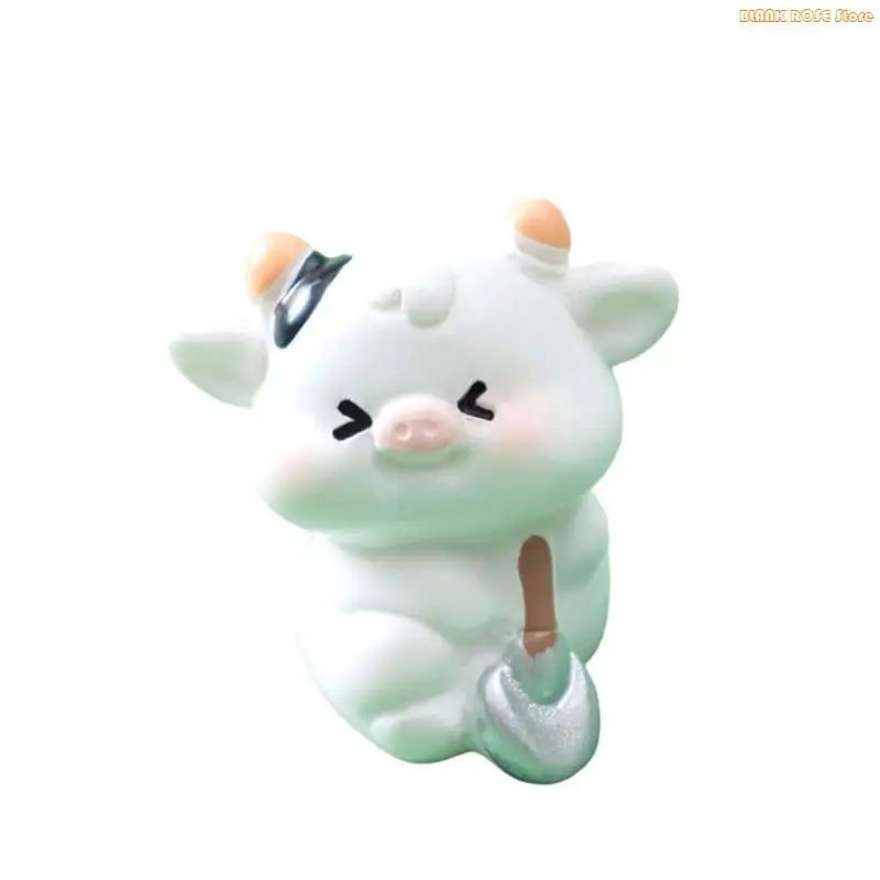 K1AE Vaca Figure Modelo Mini Paisagem Decorações Casa Miniatura
