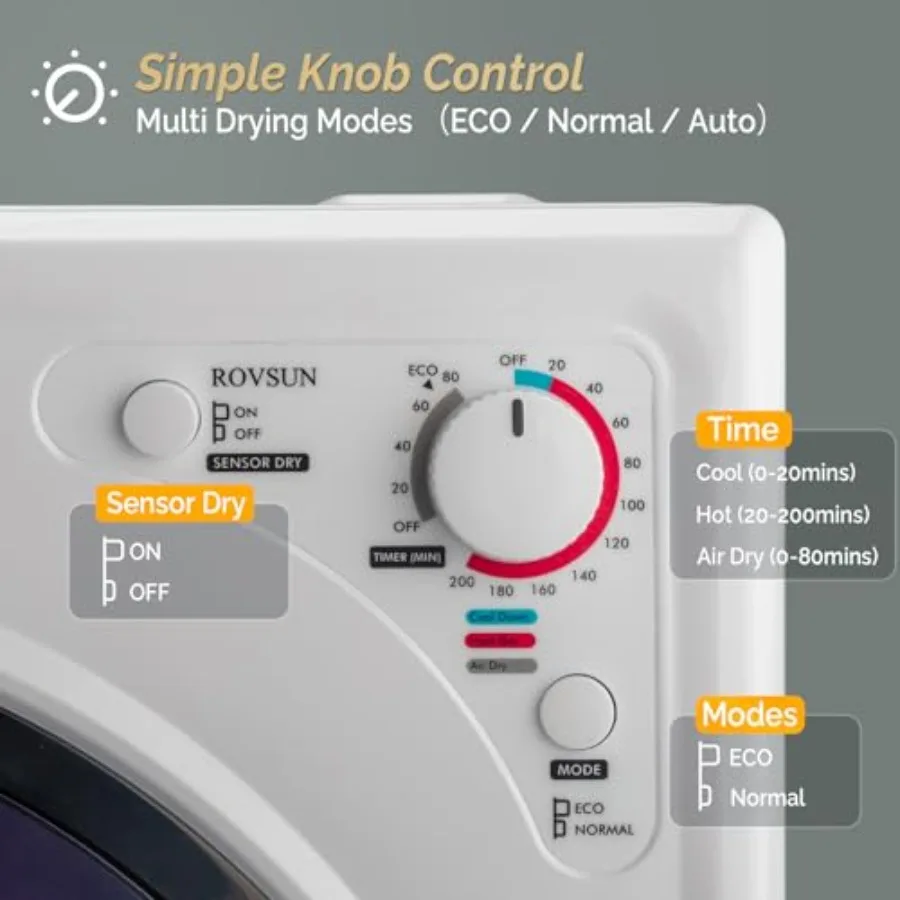 2.6 قدم مكعب. مجفف ملابس محمول مدمج مع حوض من الفولاذ المقاوم للصدأ 1400 وات آلة مجفف كهربائي للشقق النوم RV 110V الطرافة