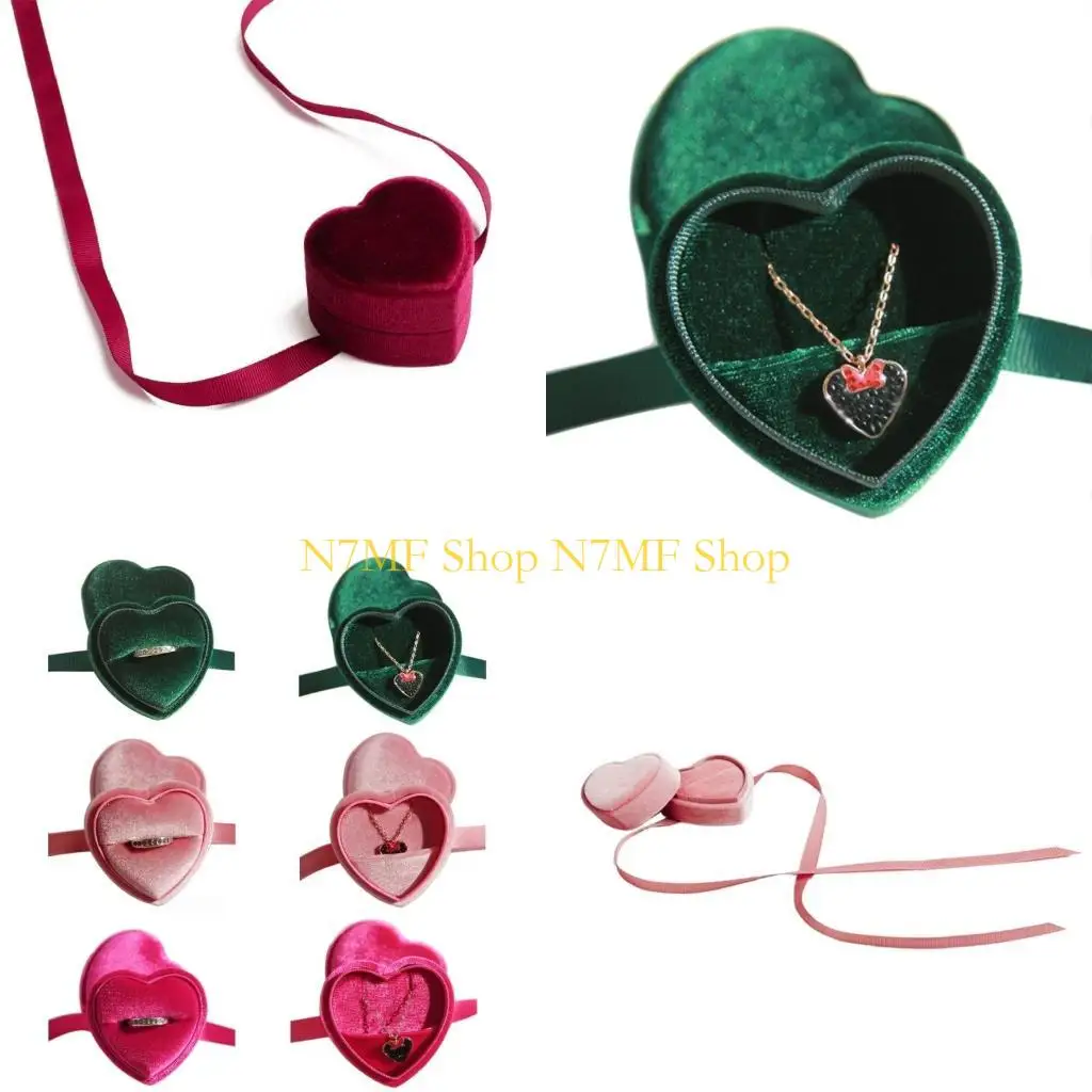N7MF Sweetheart Jewelry Box with Bowknot Accent Container for Gifting and Room Decor