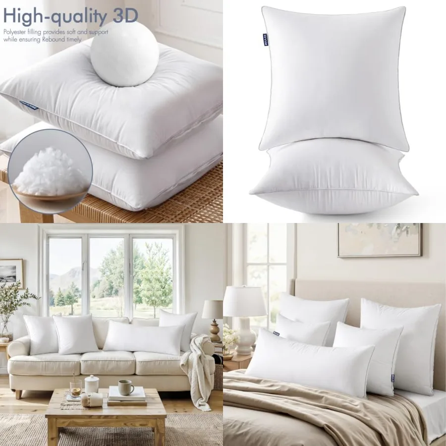 

0 x 0 Pillow Inserts Set of -Throw Pillows for Couch Sofa with 00 Cotton Covers