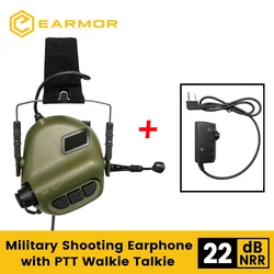 EARMOR M32 MOD3 Tactical Headphones + PTT Adapter Shooting Protection Noise Canceling Headphones Tactical Protection