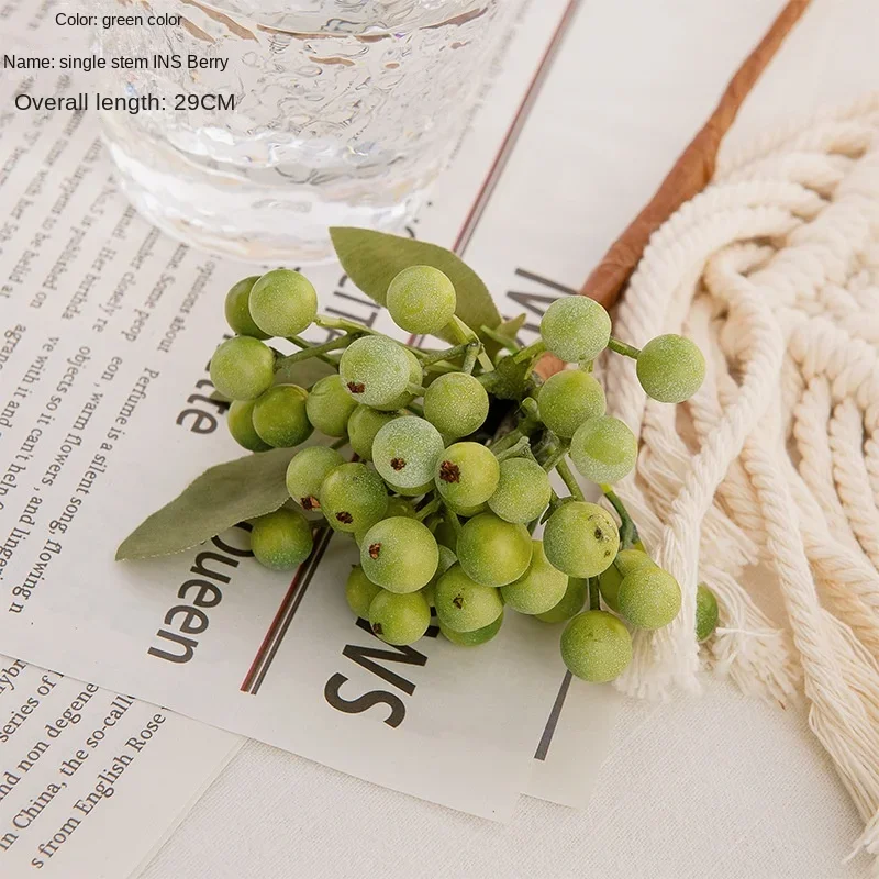 29cm Artificial Green INS Bean Branch Berry Decoracion Para El Hogar Flower Home Decoration Wedding Fake Flower