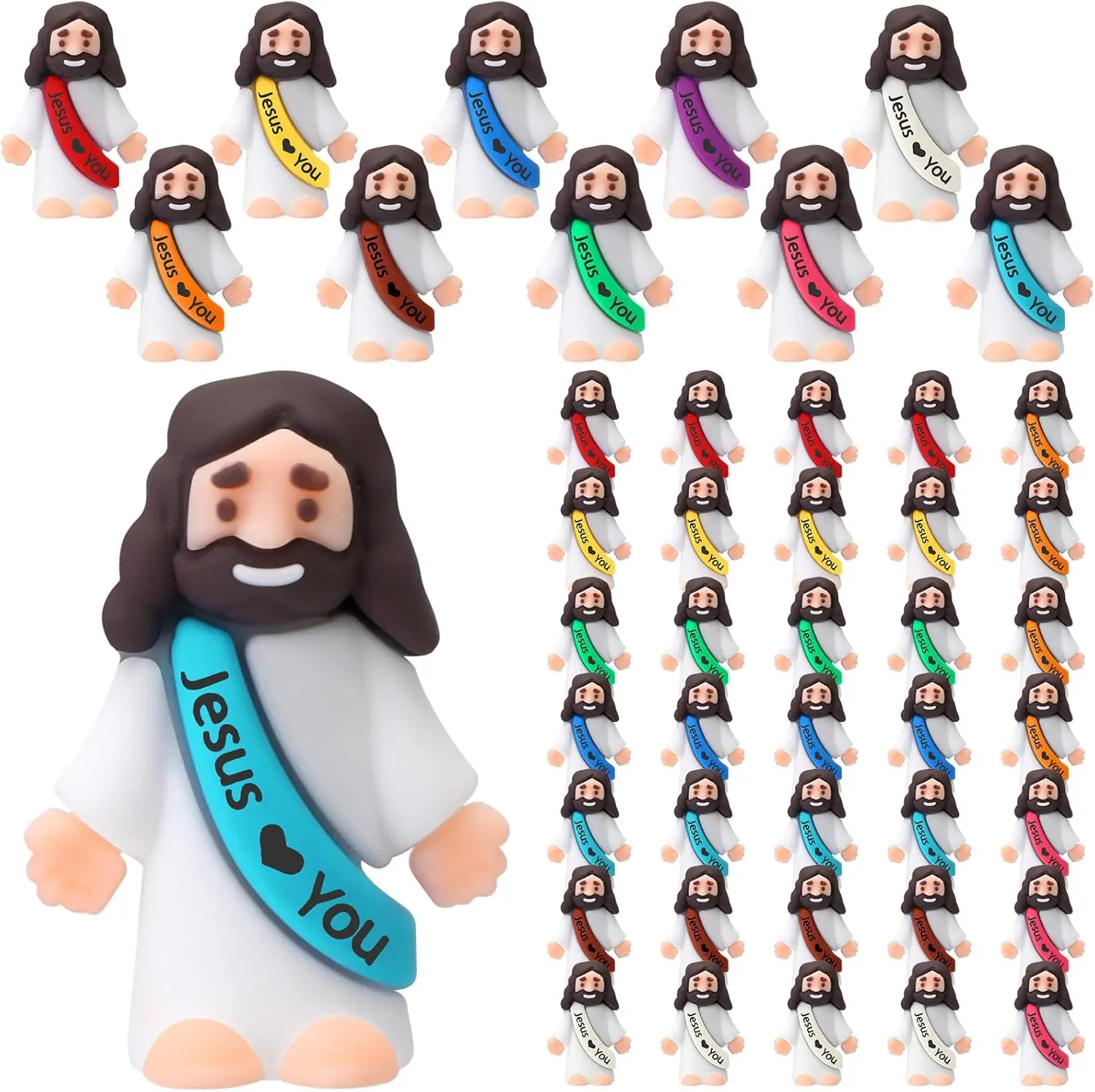Bememo 50 Piezas Mini Figuras de Jesús, Juguetes de Cristo, Pequeñas Figuras de Cristo para Esconder y Buscar, Escuela Dominical