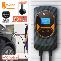 feyree EVSE Wallbox Type2 Cable 32A 7.6KW EV Car Charger 11KW 22KW 3 Phase Charging Station APP Control for Electric Vehicle