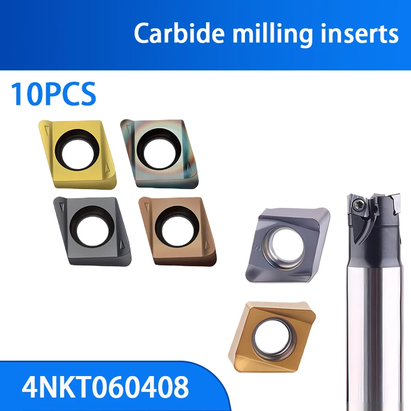 Dupla Face Carbide Milling Insert de Alta Eficiência Superfície Milling Torno Routing Praça Ombro Milling Insert 4nkt060308r