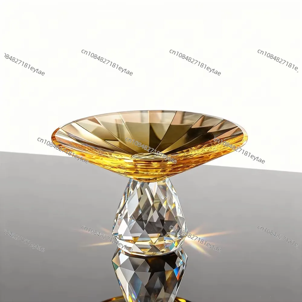 

Hot Selling Luxury Modern Handmade Durable Crystal Mushroom Shape Glow Fruit Rack Home Restaurant Table Snack Tray