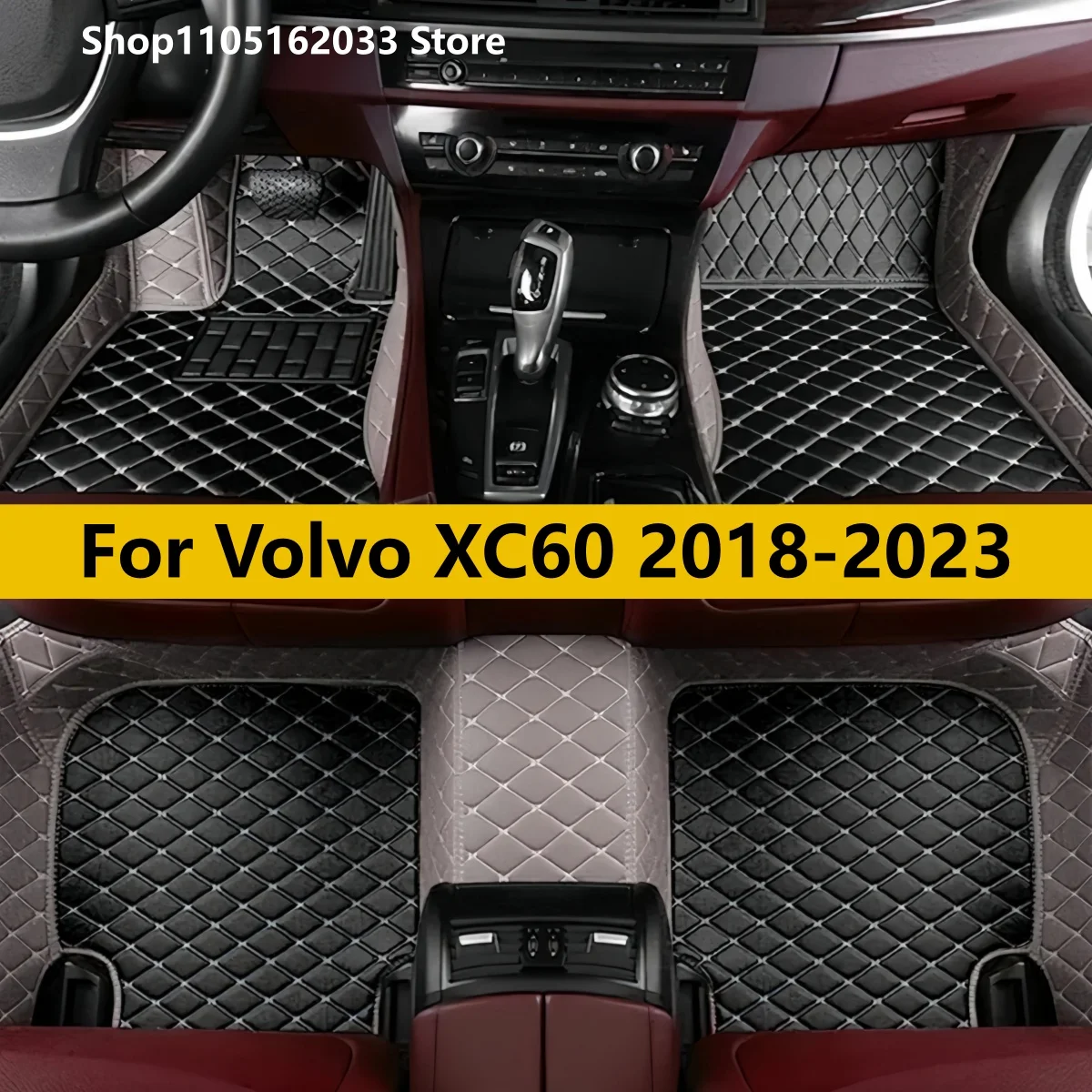 

Автомобильные коврики для Volvo XC60 2018 2019 2020 2021 2022 2023 на заказ, автомобильные подушечки для ног, роскошный кожаный ковер, полный комплект ковриков