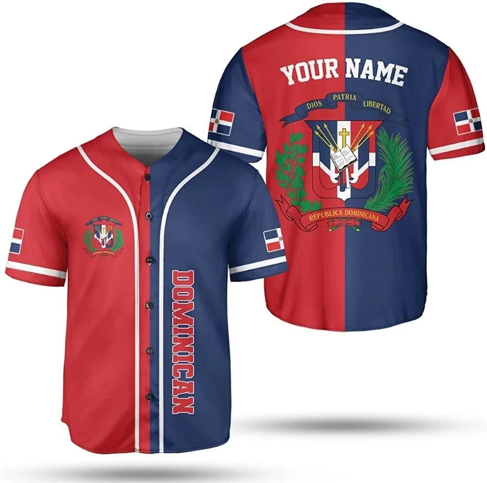 Dominican Half & Half Customize Your Name Baseball Jersey Shirt Baseball Shirt 3D Printed Men's Shirt Casual Shirts Hip Hop Tops