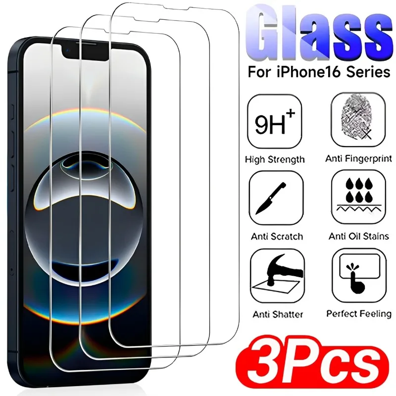 Tempered Glass Flim Screen Protector for IPhone 16 Pro Max 16e 16 Plus 16Pro  Anti-Scratch Cover Protective for Apple IPhone 16e