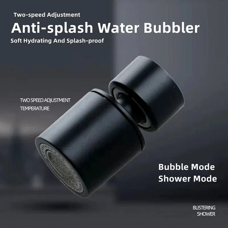 New Black 2 Mode Washbasin Faucet Nozzle 360° Rotary Splashback Faucet Aerator Kitchen Sink Pressurized Faucet Aerator Bubbler