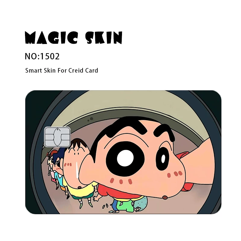 Anime Crayon Shin-Chan Matte Aufkleberfolie, Klebeband, Skin für Kreditkarten, Debitkarten, Cartoon, wasserfeste Aufkleber, kleine Chip-Geschenke – Detail 3