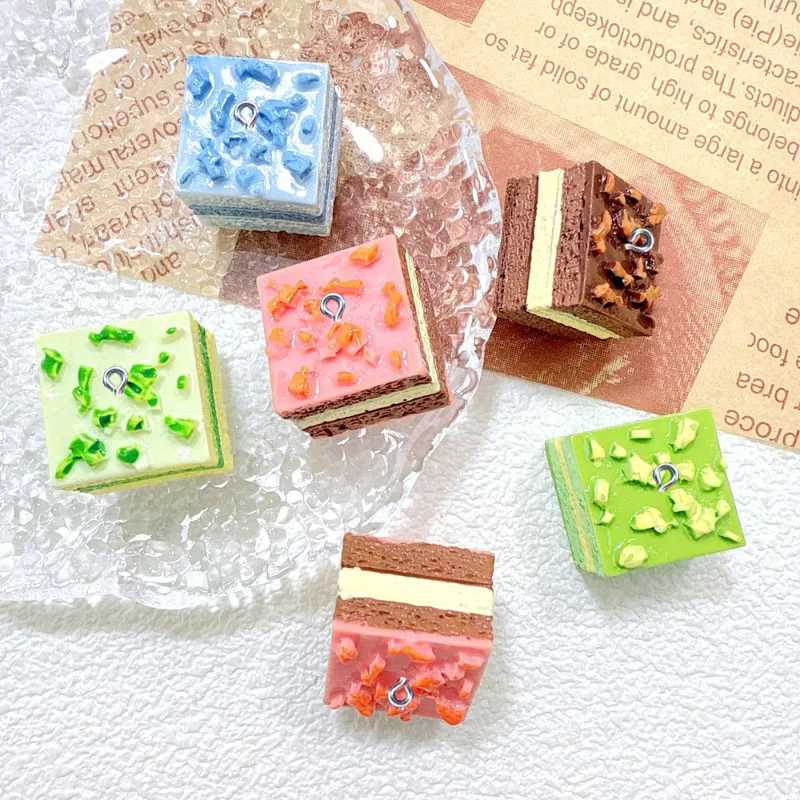 10Pcs Resin Cute Mousse Cake Pendants Resin Charms for Jewelry Making DIY Earrings Bracelet Decoration Findings Accessories